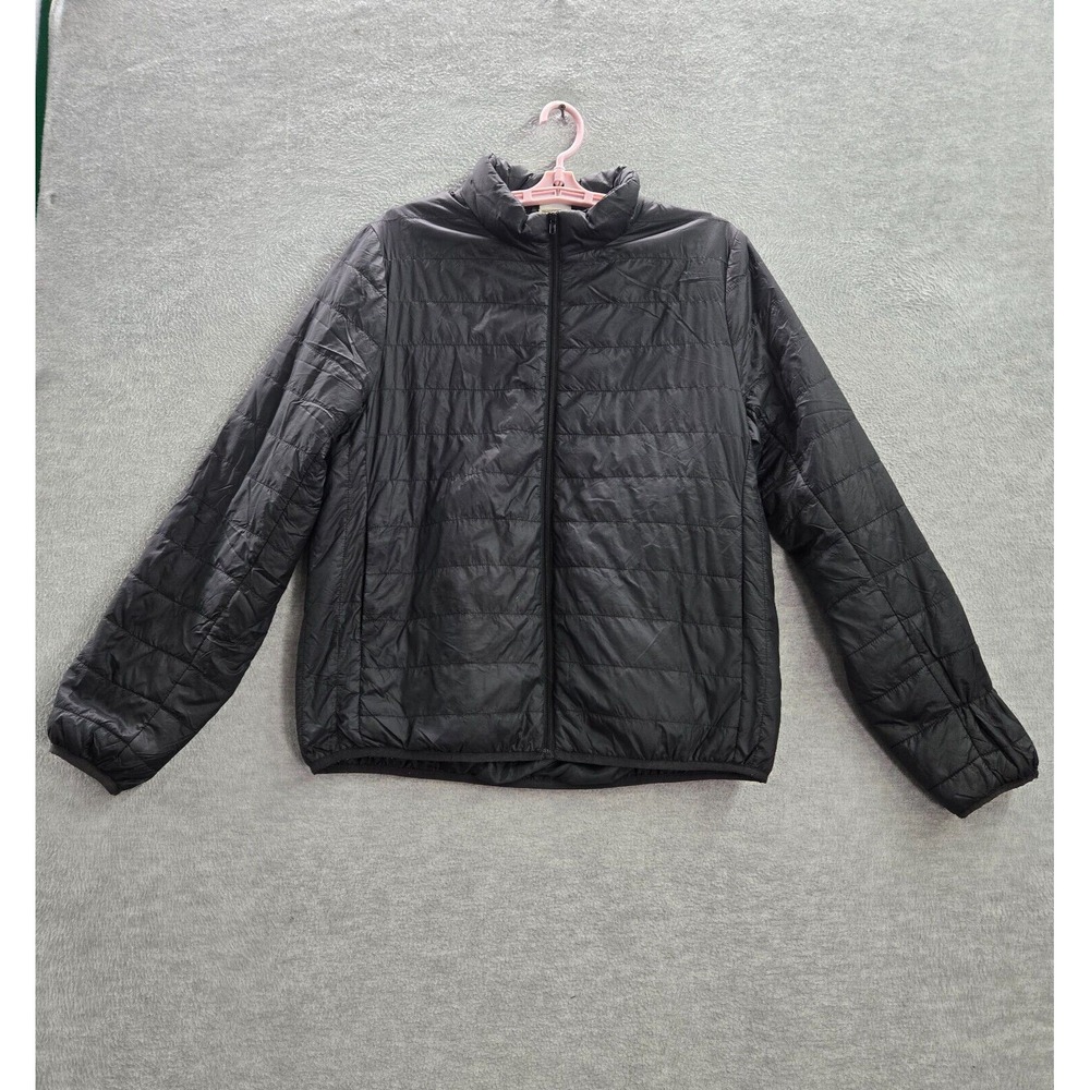 PINK Victoria's Secret Women Jacket Large Black Puffer Full Zip Pocket Mock Neck